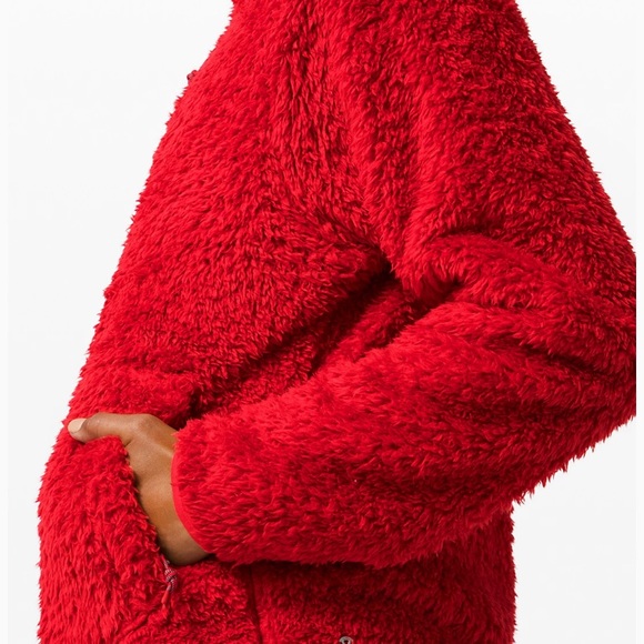 Lululemon Oh So Sherpa Full Zip Jacket Dark Red - Picture 4 of 5